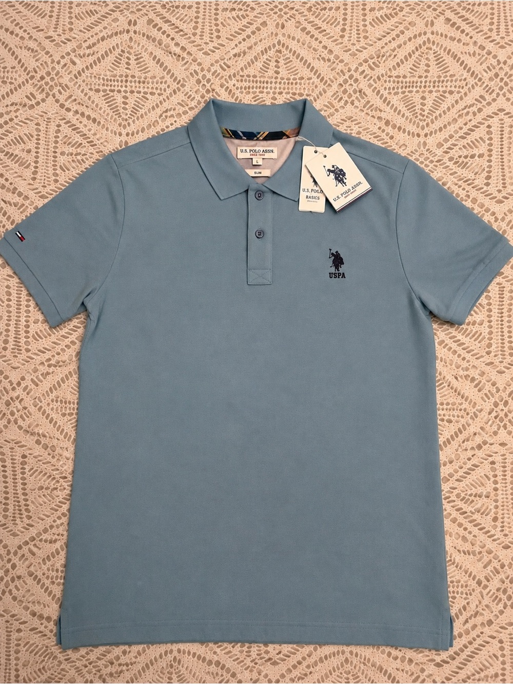 NWT U.S. Polo Assn. Men’s Slim Fit Polo Shirt Blue Size L